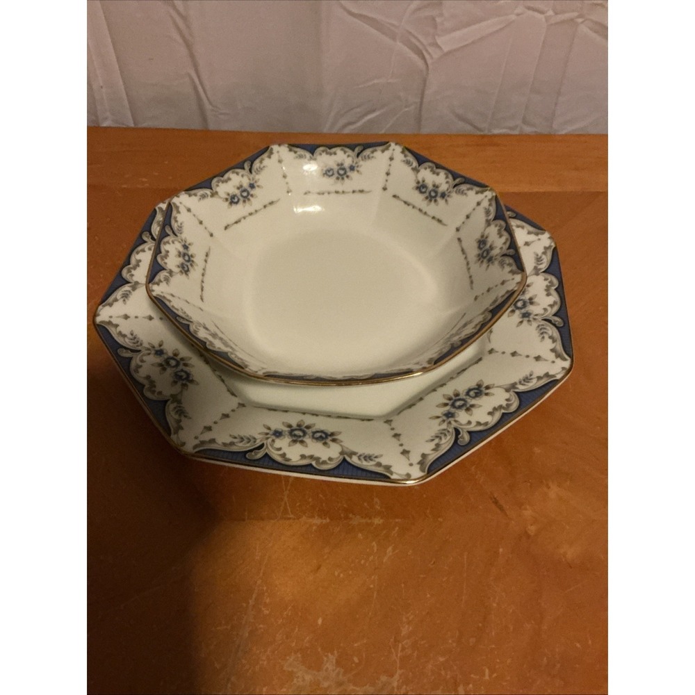 Seizan‎ Fine China Mood Indigo 7936 Serving Bowl And Plate, Retired